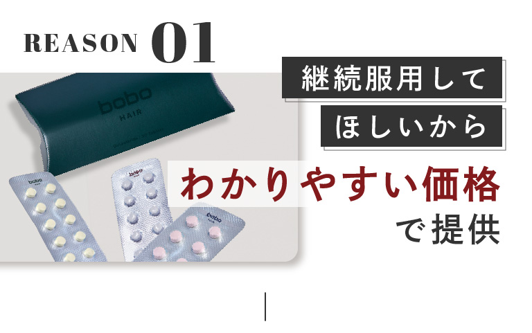 REASON.01:継続服用してほしいからわかりやすい価格で提供。